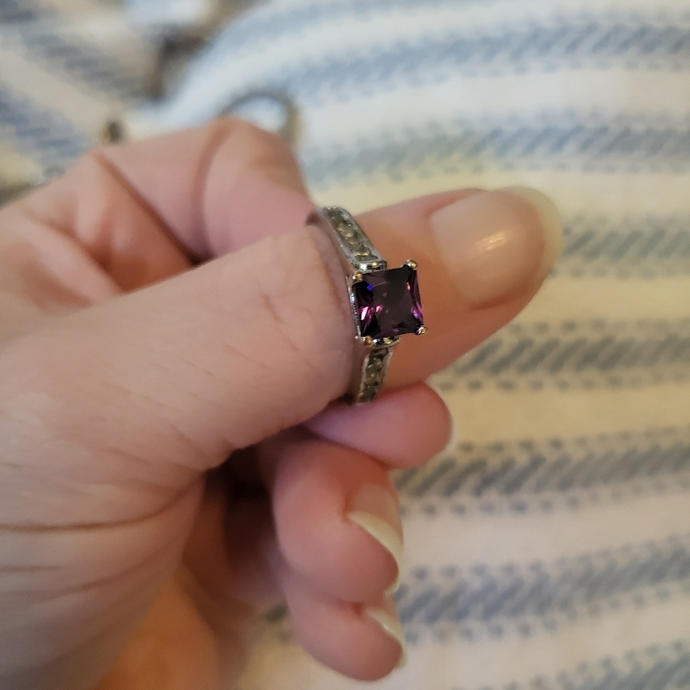 Set of 6 Amethyst/Purple stone rings Sz 6 - Picture 7 of 7